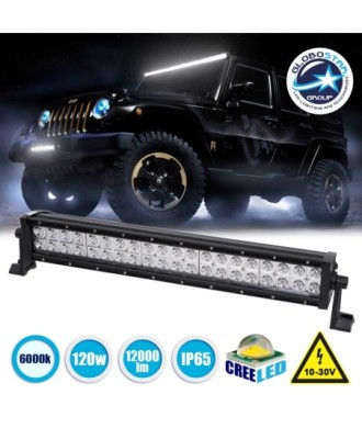 GloboStar® 85462 PRO Series Μπάρα Ίσια - Straight για Αυτοκίνητα & Φορτηγά LED CREE XBD 120W 12000lm DC 10-30V Αδιάβροχη IP65 Ψυχρό Λευκό 6000K